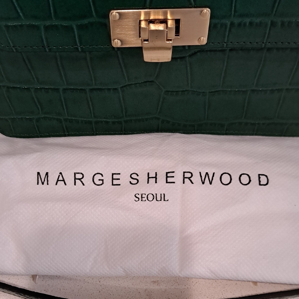Margesherwood Forest Green Croc-Embossed Leather Bag - Picture 2 of 16